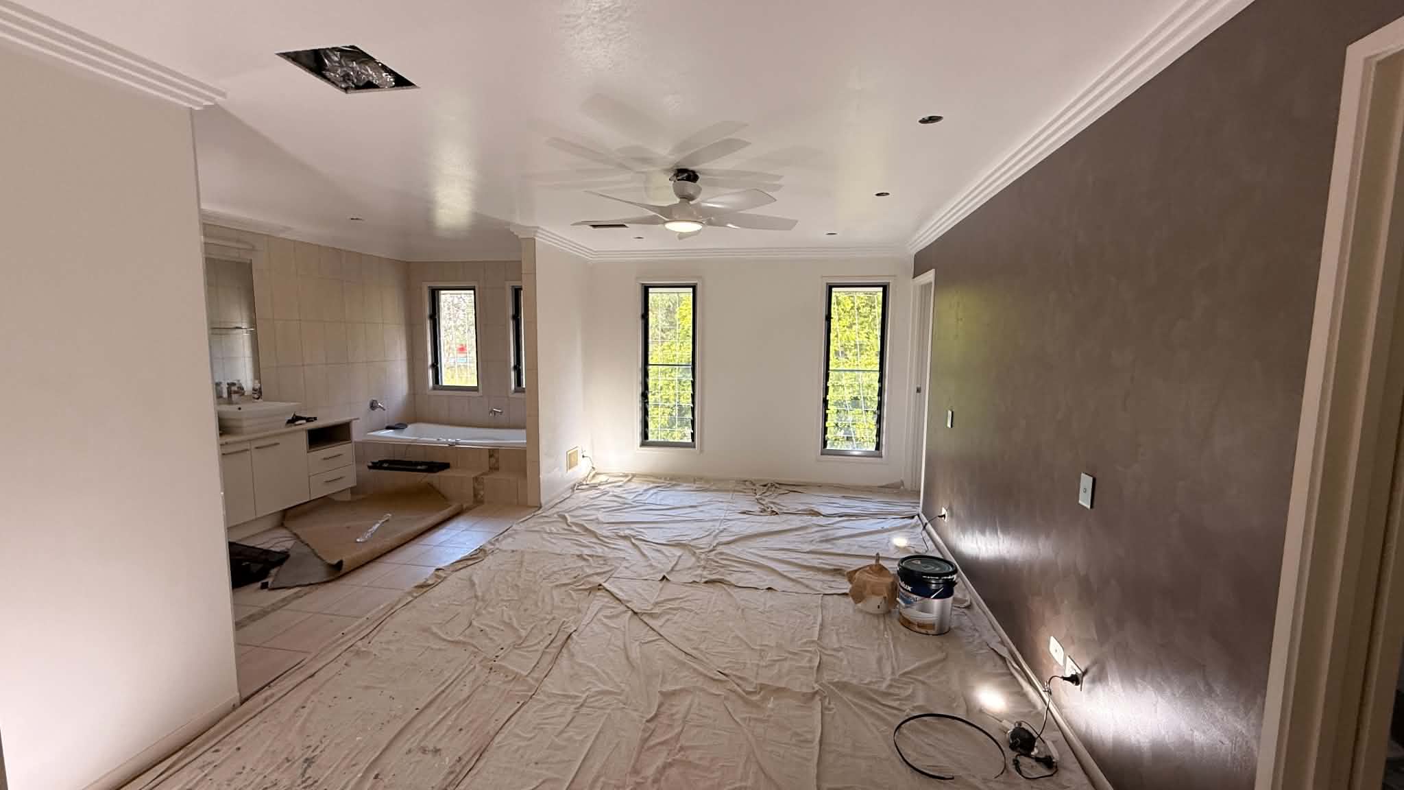 Interior paint sheen comparison for walls ceilings and trims in contemporary home