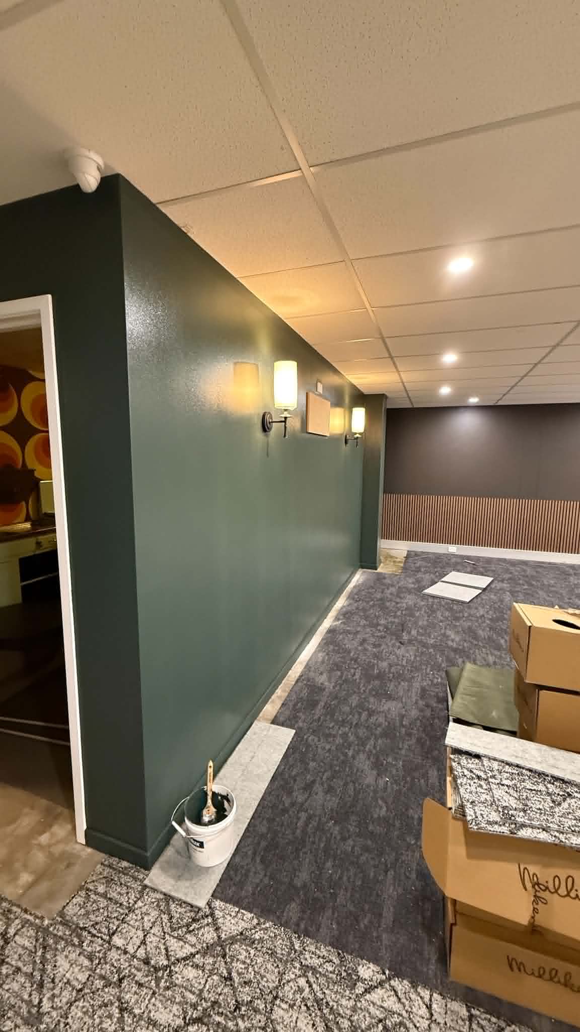 Heritage VJ panelling painted in sage green low-sheen acrylic in Brassall
